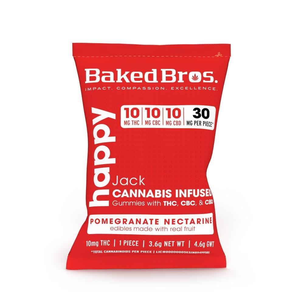 Baked Bros™ Baked Bros Happy 10mgTHC 10mgCBD 10mgCBC Pomegranate