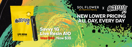 Savvy 1G Live Resin AIO Vape $35 at Sol Flower